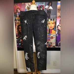 Black Orchid Black and White Splatter Straight Leg Jeans